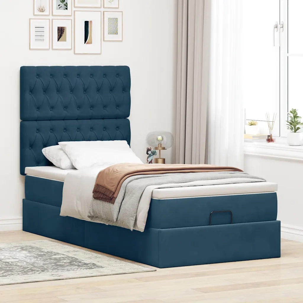 Struttura Letto Pouf con Materassi 100x200 cm Velluto 3313527