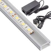 Trade Shop - Profilo Barra Alluminio Impermeabile 1 Metro A 72 Led 18w + Alimentatore Da 5 Ah - -bianco Freddo -smd 5630-copertura Trasparente    -