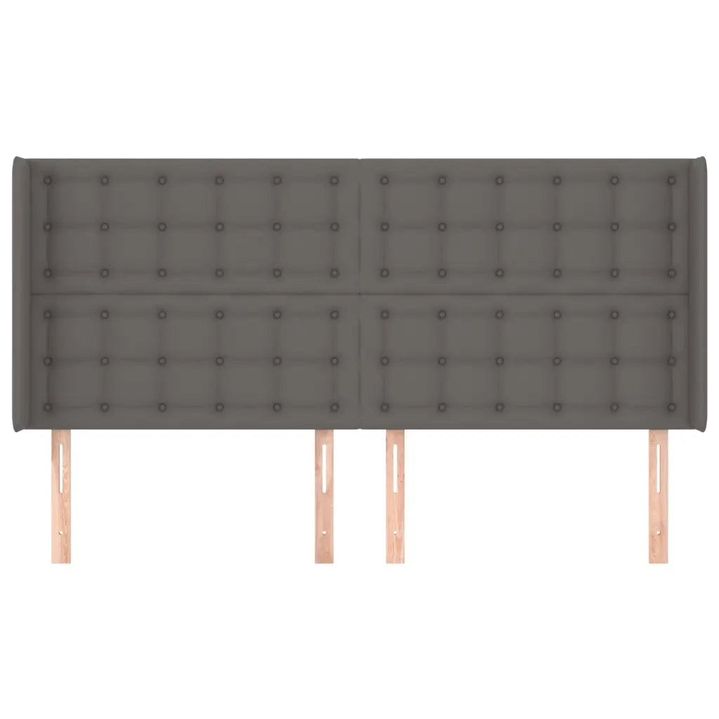 Testiera ad Orecchio-Testata con Orecchie Grigio 183x16x118/128 cm in Similpelle 129650