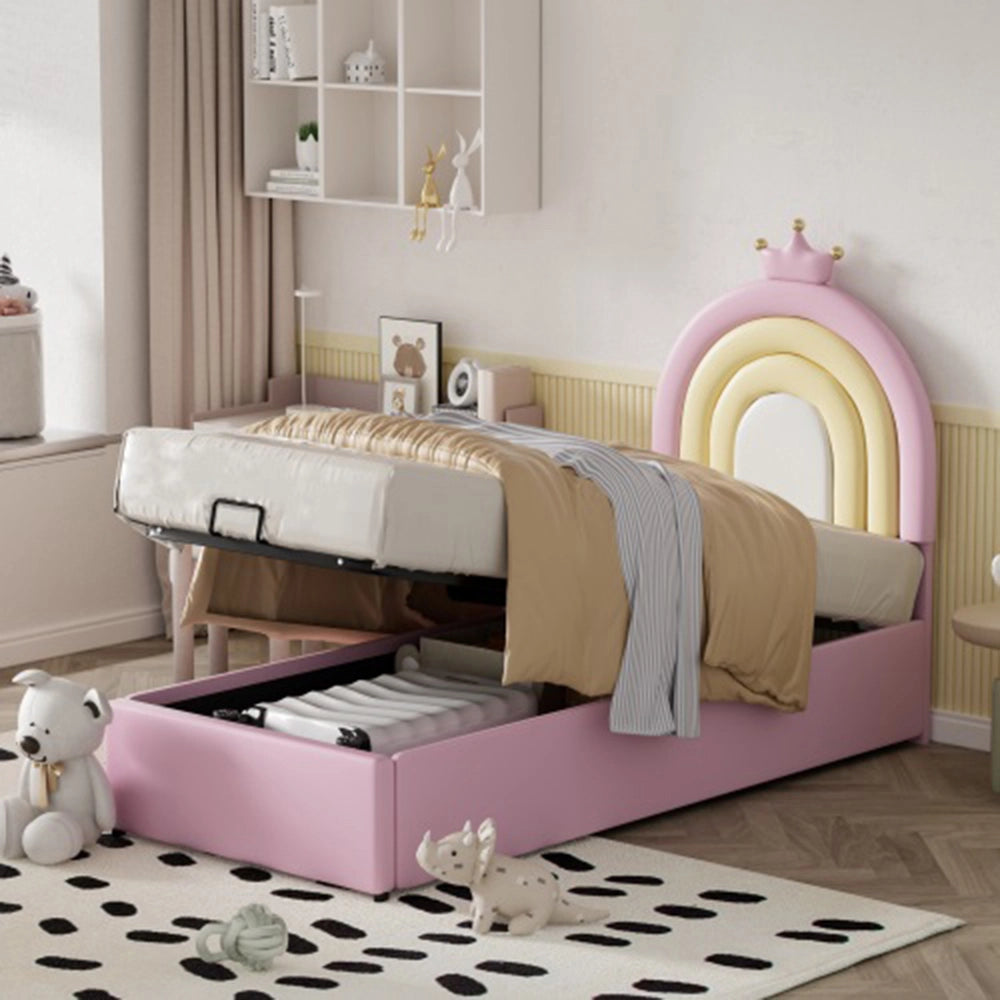 Letto a baldacchino per bambini - Xylo - 90x200 cm - Rosa - Testiera regolabile in altezza