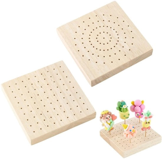 Display Standaard in Legno a Quattro Angoli - 2 Pezzi - 10 cm x 10 cm - Adatto per Figurine e Artigianato - Supporto di Vetrina