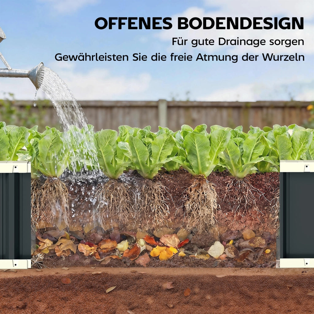 Hochbeet in Acciaio ¨C zephmum ¨C Grigio Scuro 136x52x31 cm