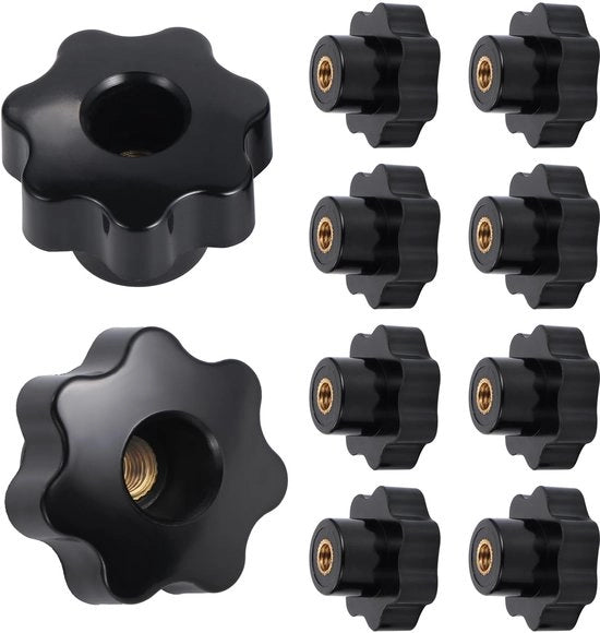 Manopola a sterzo 10 pz - M8 femmina - Cavo nero plastico - Manopola a sterzo a mano - Sostenibile - Sterzo a 7 punte - Manopola di presa