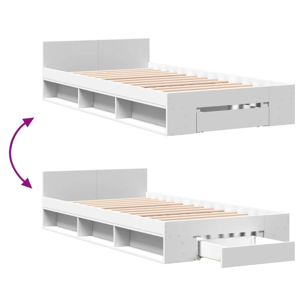Giroletto con Cassetto Bianco 75x190 cm in Legno Multistrato
