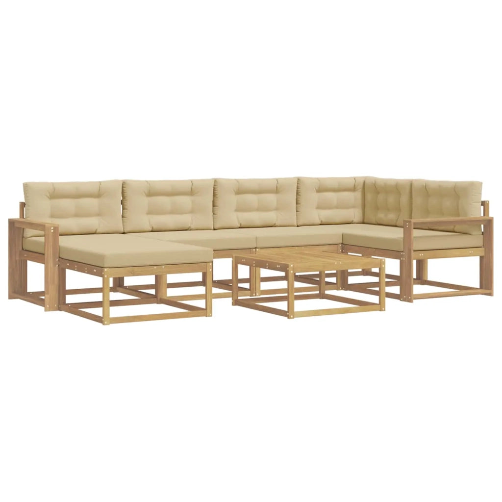 Set di divani da esterno 7 pcs Bianco e Beige 3386732