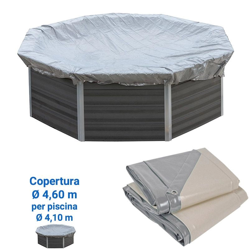 Copertura Invernale 8,54 X 4,36 M Per Piscina In Legno Composito Ottagonale Allungata Wpc Wood Di 8,04 X 3,86 M Dimensione piscina: Ø 4.10 m