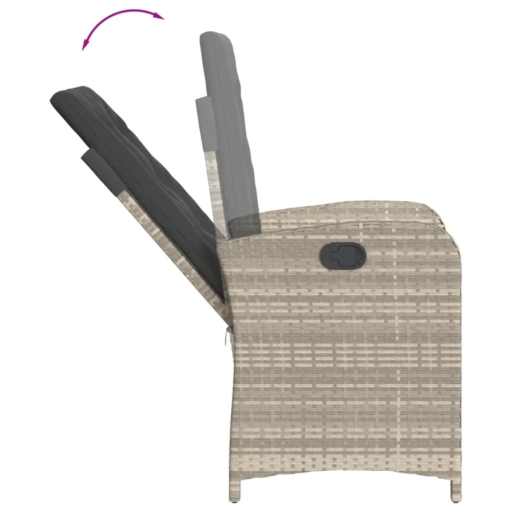 Set Pranzo da Giardino 9pz con Cuscini Grigio Chiaro Polyrattan 3212267