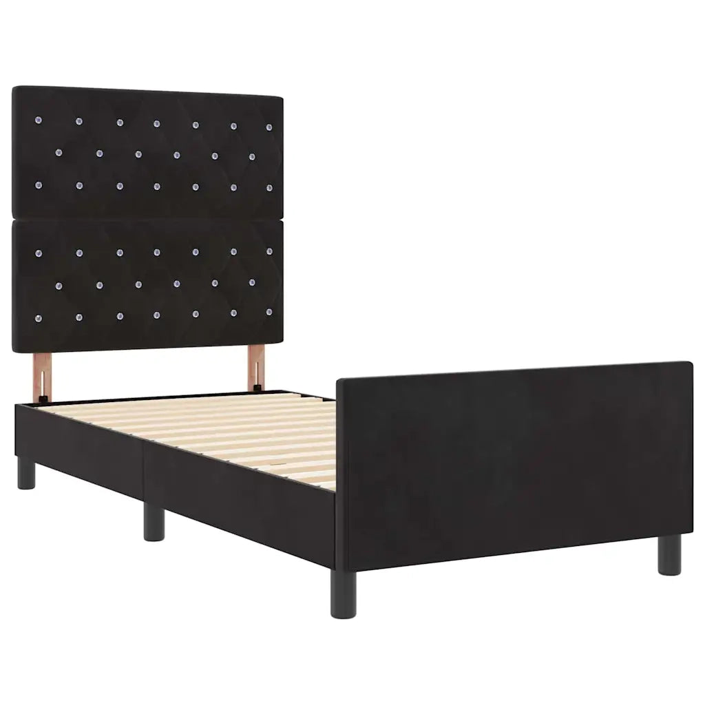 Letto a molle con testiera Nero 100 x 200 cm Velluto