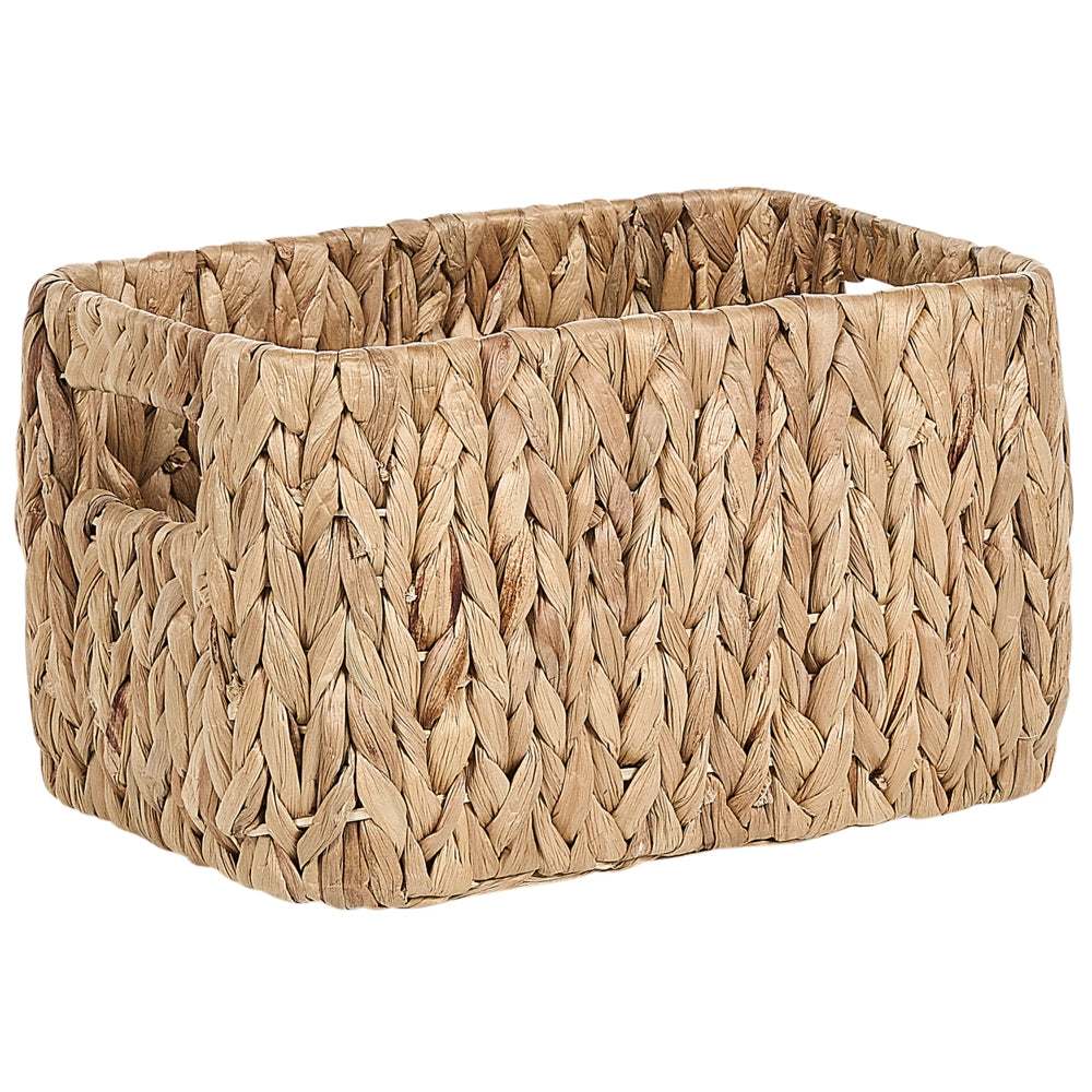 Set di 3 cestini portaoggetti in giacinto d'acqua chiaro fatti a mano maniglie scaffali design boho