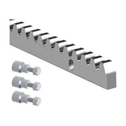 Cremagliera in acciaio metallo Mod.4 30X12X1000 con 3 nottolini fissaggio dfm