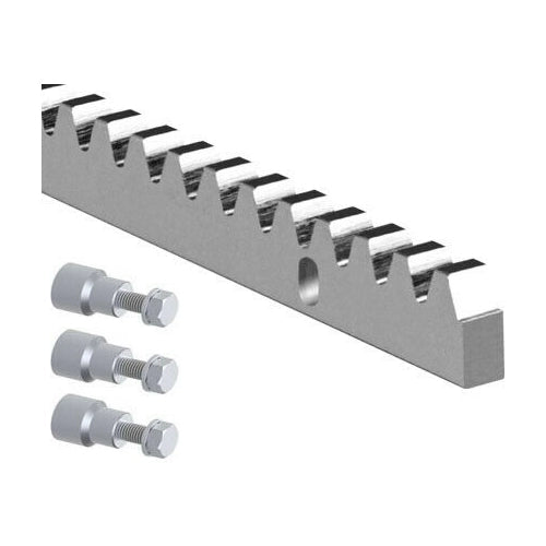 Cremagliera in acciaio metallo Mod.4 30X12X1000 con 3 nottolini fissaggio dfm