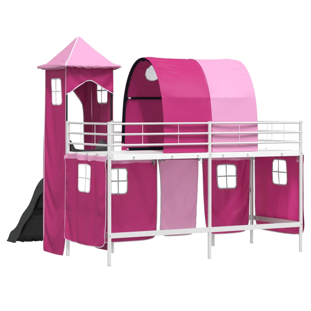 Struttura del letto loft per Bambini | Letto Infantile | Lettino Bianco e Rosa 75 x 190 cm