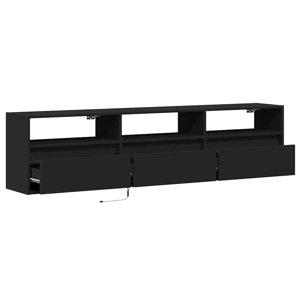 Mobile TV a parete con LED Nero 180x31x45 cm 3307941