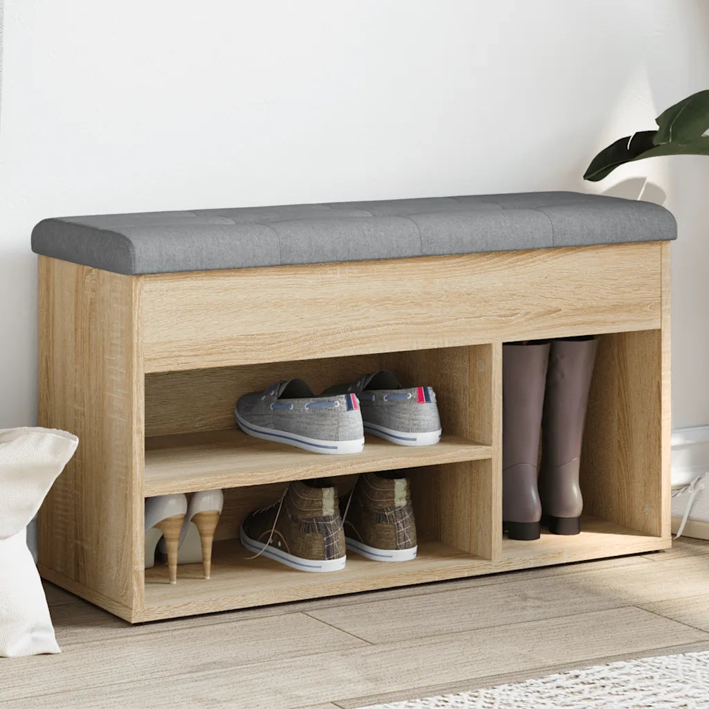 Panca Porta Scarpe Rovere Sonoma 82x32x45,5cm Legno Multistrato 835028