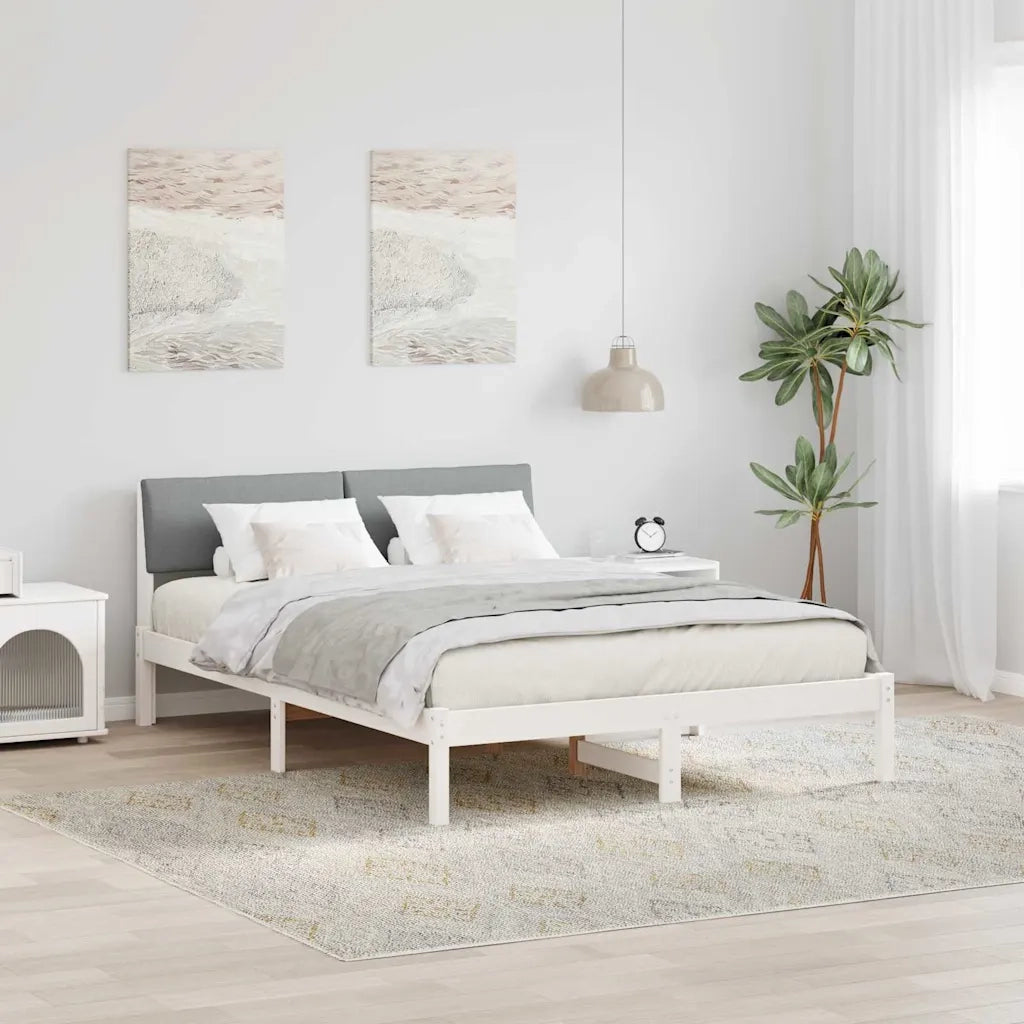 Letto matrimoniale | Letto per adulti | Struttura del Letto Bianco e grigio chiaro 160 x 200 cm