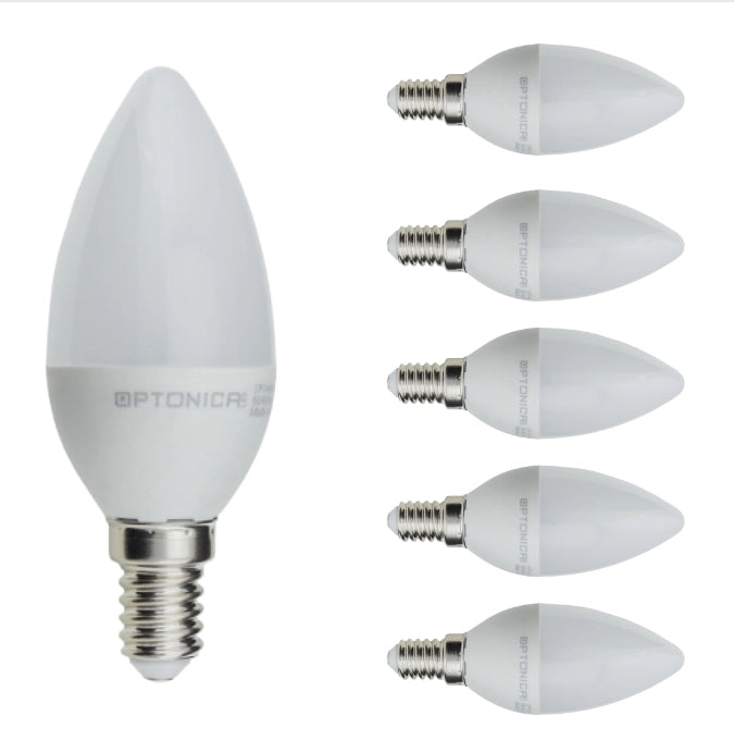 Lampadina led candela e14 8 watt resa 60watt risparmio energetico 2700k pezzi 6