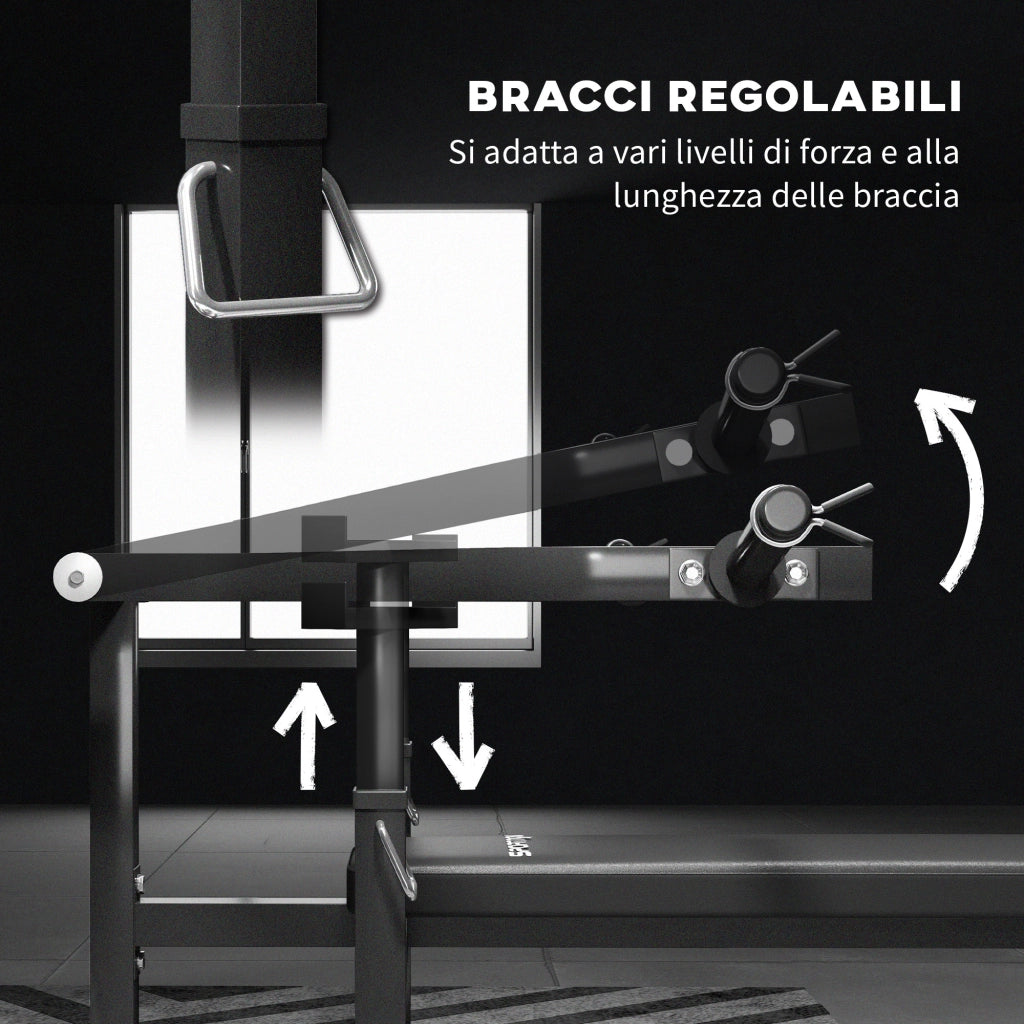 Panchetta per Pectorali Regolabile in Acciaio ¨C zephmum ¨C 150x150x60-85 cm, Nero