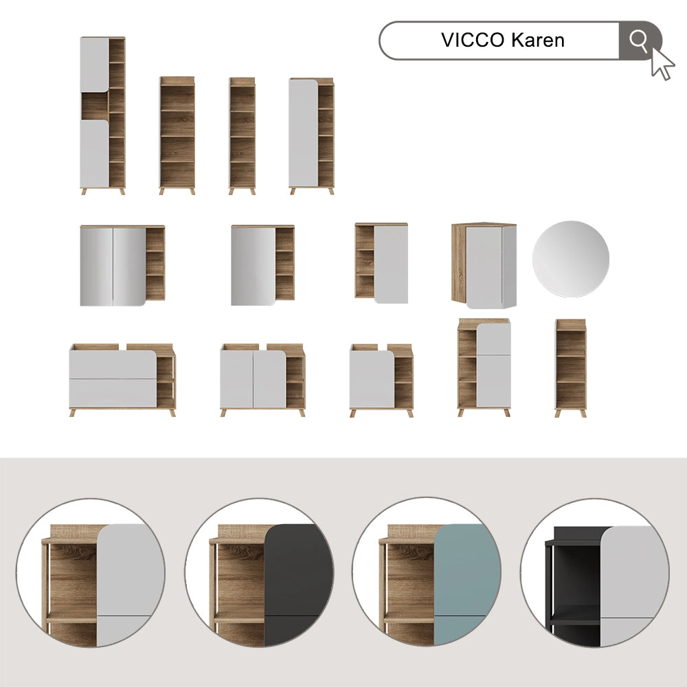 Vicco Mobiletto per lavabo Sonoma/antracite 80 x 65 cm con 2 porte