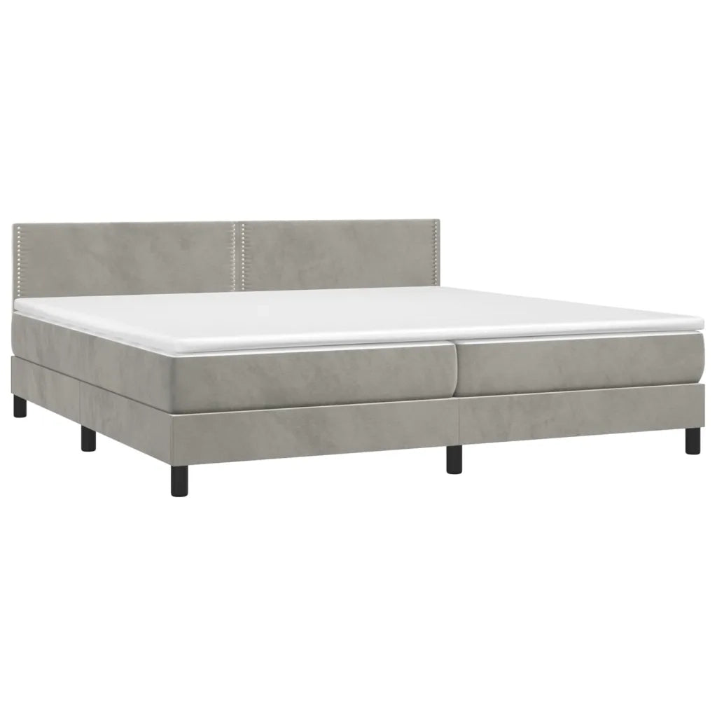 Letto a Molle con Materasso e LED Grigio Chiaro 200x200 cm Velluto 3134363