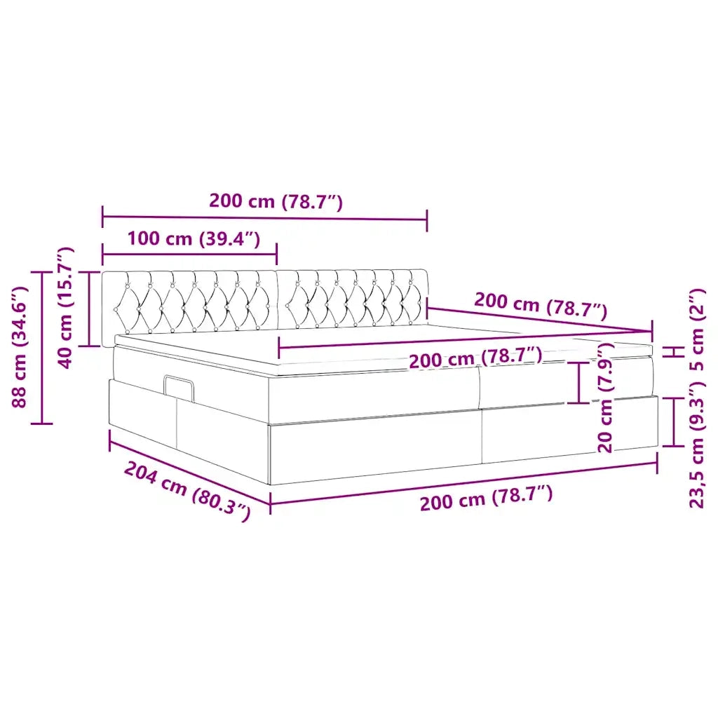 Letto con contenitore e LED Grigio scuro 200 x 200 cm Tessuto 3371230