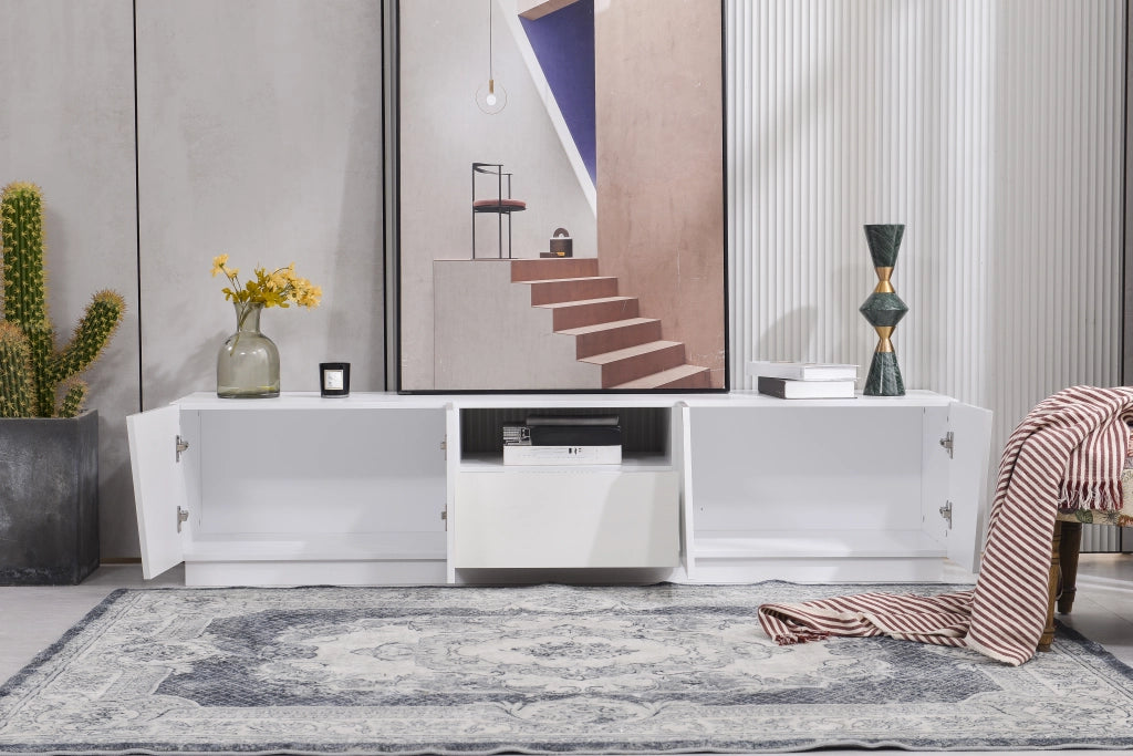 Cassettiera per TV bianca in MDF lunghezza 170 cm