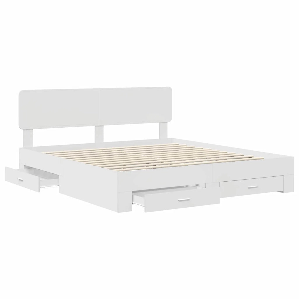 Letto matrimoniale | Letto per adulti | Struttura del letto Bianco 180 x 200 cm Legno multistrato