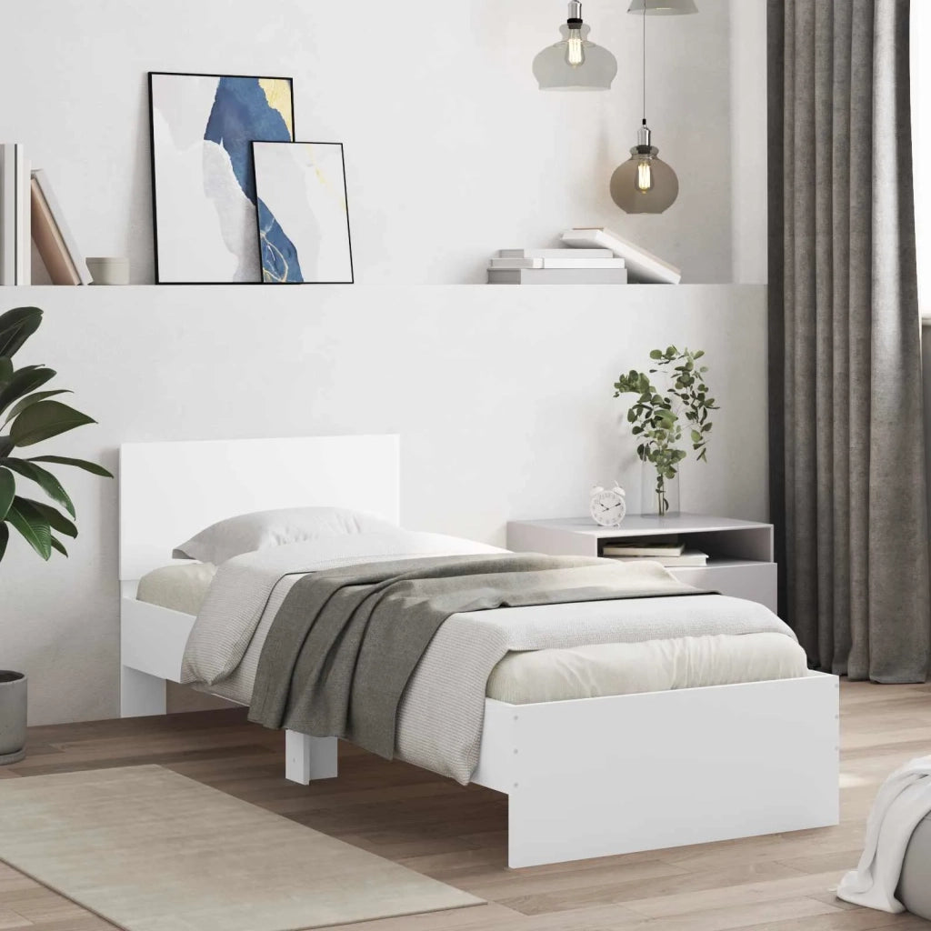Struttura del letto con strisce LED Bianco Legno ingegnerizzato 8008988