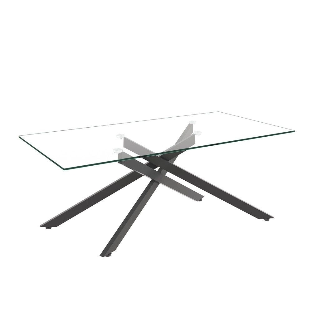 Tavolino da Caff¨¨ in Vetro Temperato ¨C MINIMAL ¨C Nero, Gambe in Metallo, Rettangolare 120x60x46 cm