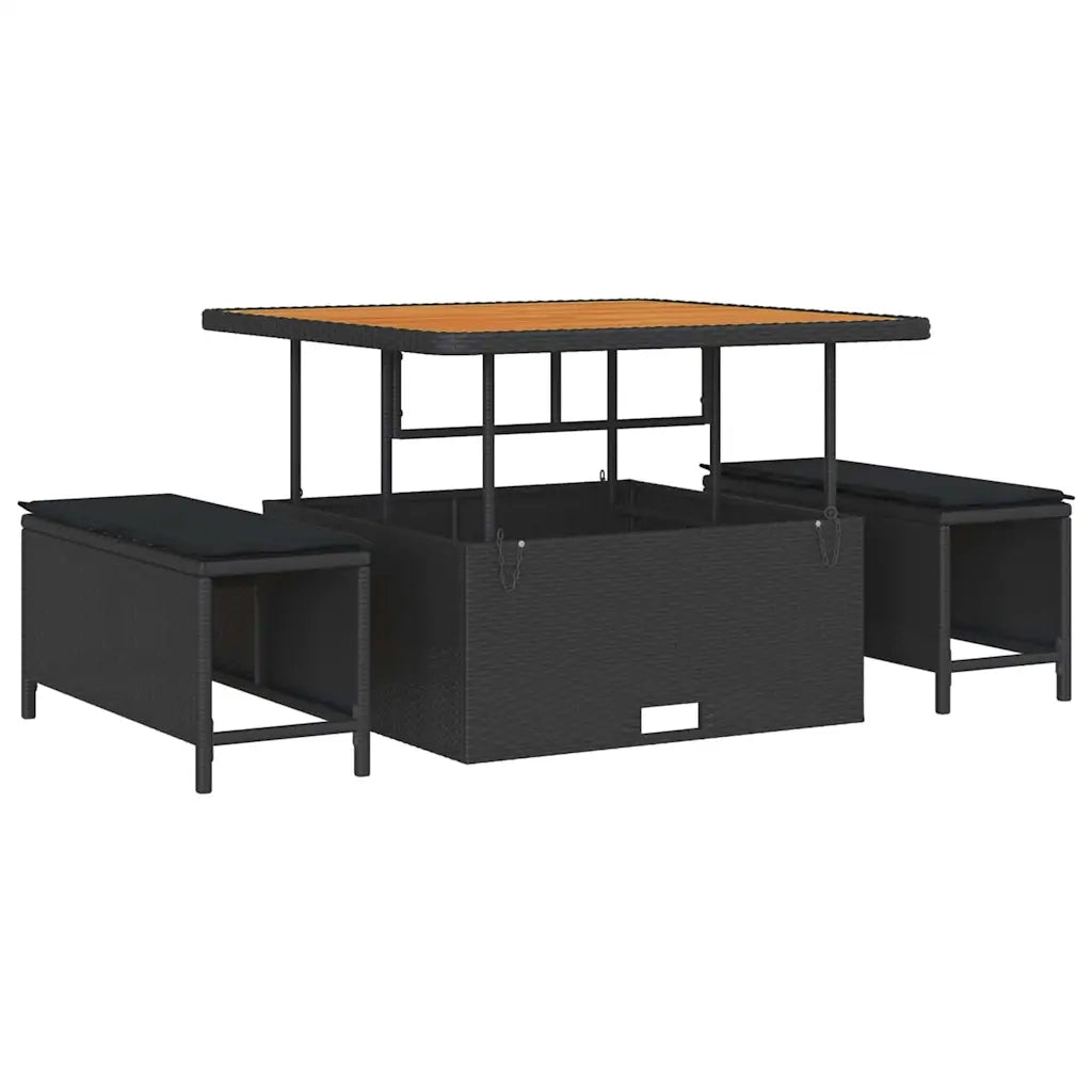 Set Divano da Giardino con cuscino 9 pcs Nero Poly Rattan 3364745