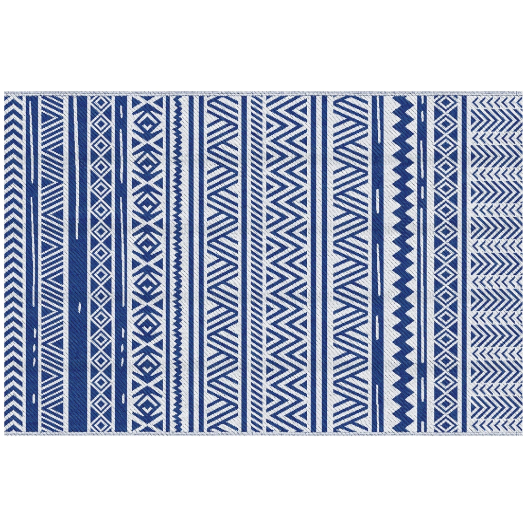 Tappeto Reversibile 182x274 cm ¨C zephmum ¨C Blu Scuro e Bianco