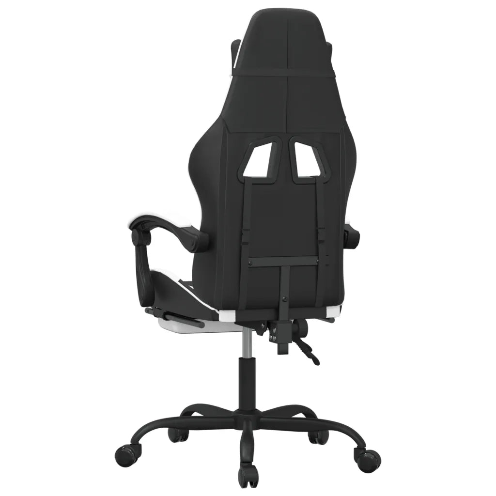 Sedia da Gaming | Sedia da e-sports Girevole Poggiapiedi Nero e Bianco Similpelle