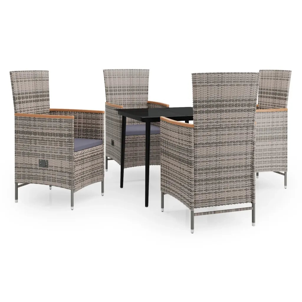 Set da Pranzo da Giardino 5 pz con Cuscini Grigio 3099450