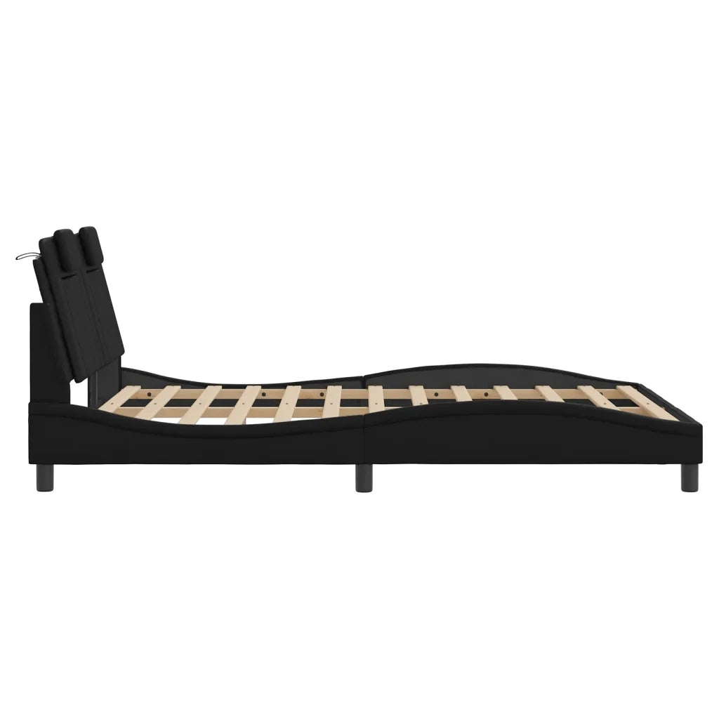 Giroletto Viana con LED senza Materasso-Struttura Letto Nero 120x200 cm