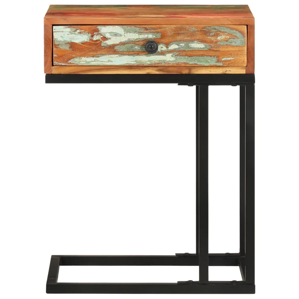 Tavolino Laterale a Forma di U-Tavolino da soggiorno 45x30x61 cm in Legno di Recupero