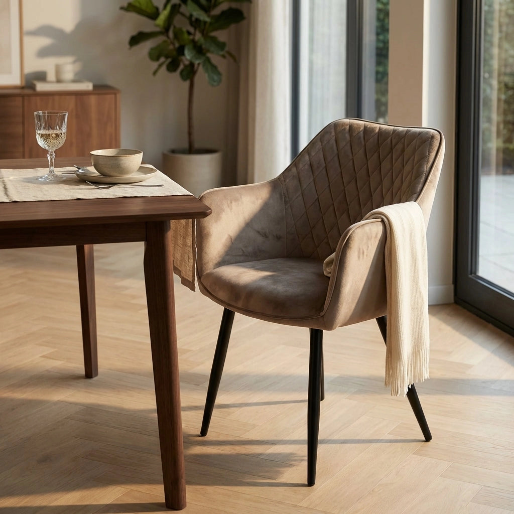 Poltrona per Sala da Pranzo in Velluto Metallo cm 48x62x83 - CALLIOPE