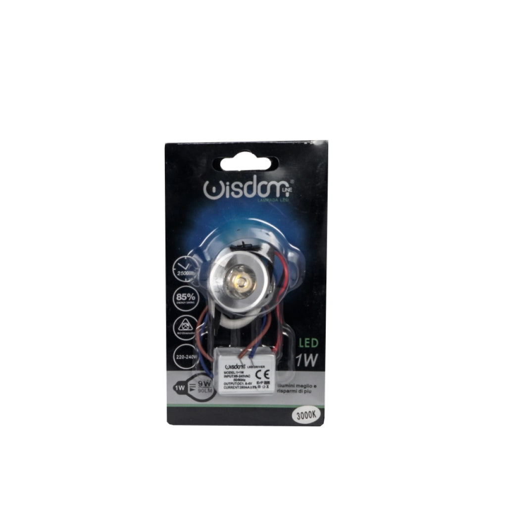 Punto luce led ad incasso 1w tondo 3000k luce calda