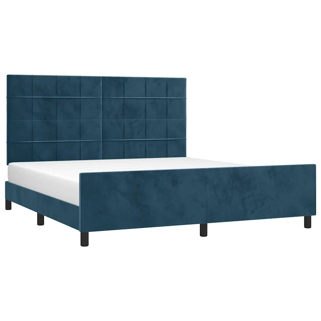 Giroletto senza Materasso-Struttura Letto Blu Scuro 160x200 cm in Velluto 816294