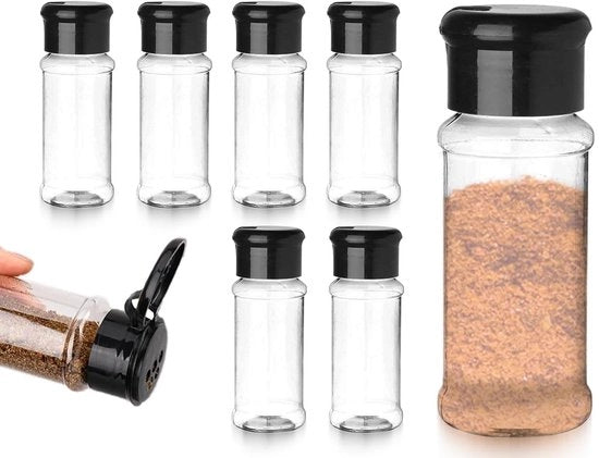Set di contenitori per erbe 6 pezzi - Contenitori trasparenti - Materiali plastici - Contenitori vuoti 100 ml - Sostenibili - Qualità garantita - Contenitori per erbe