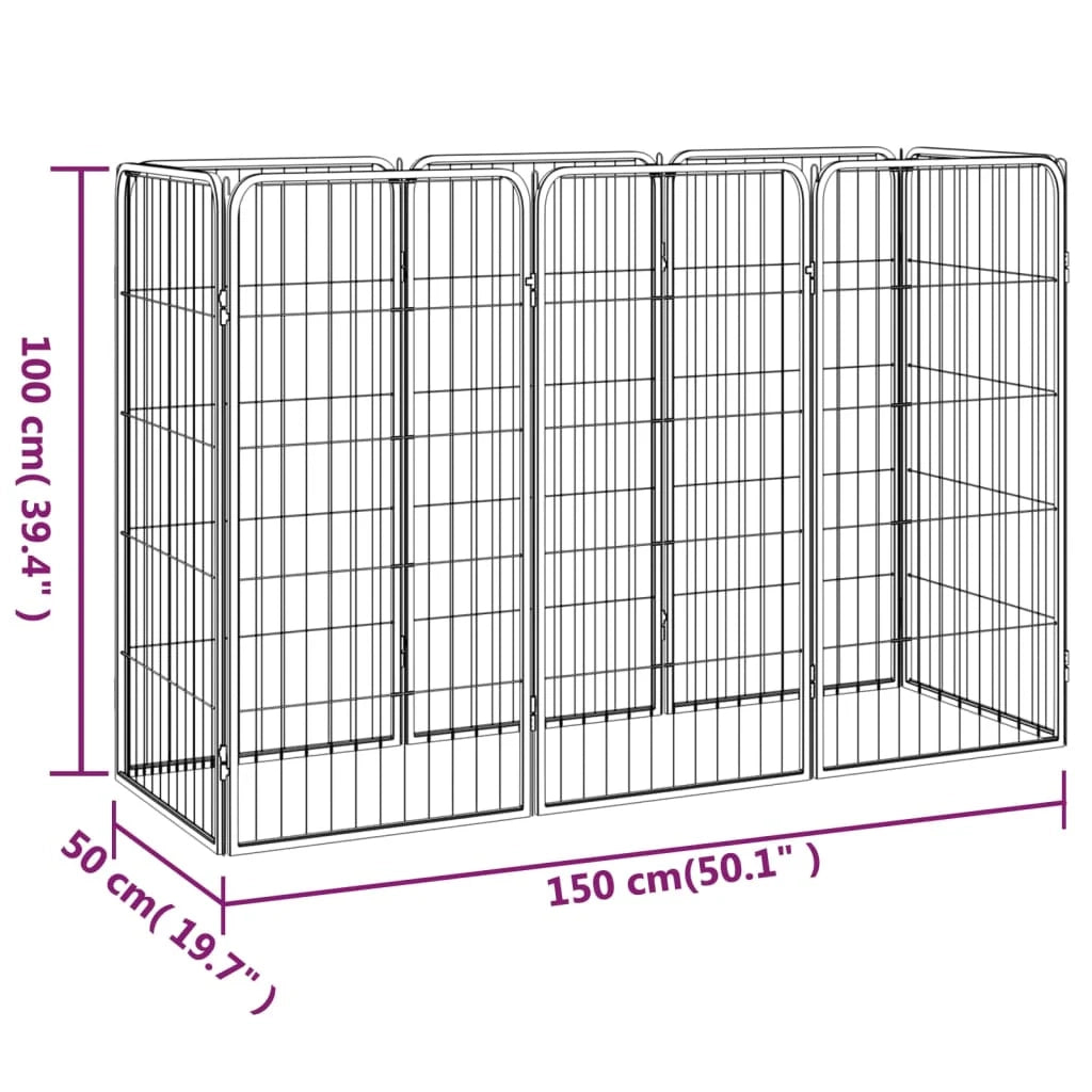 Recinto per cani 8 pannelli 50 x 100 cm acciaio verniciato a polvere nero 02_0043650
