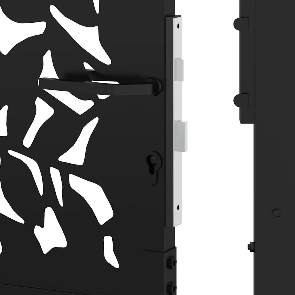 Cancello da giardino nero 100x175 cm in acciaio con design a foglia CFW1173333