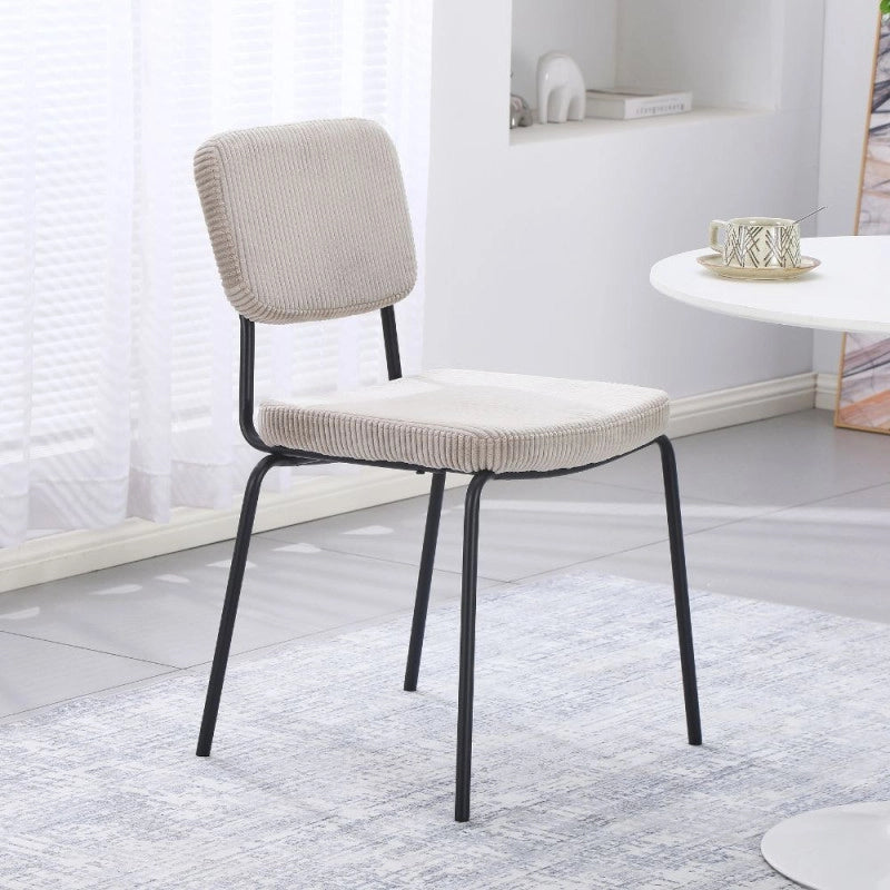 Sedia Juno in tessuto colore taupe e struttura in metallo nero set 4 pezzi