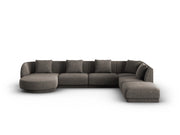 Cosmopolitan Design - Divano panoramico destro "Tulum" 6 posti in ciniglia grigio 