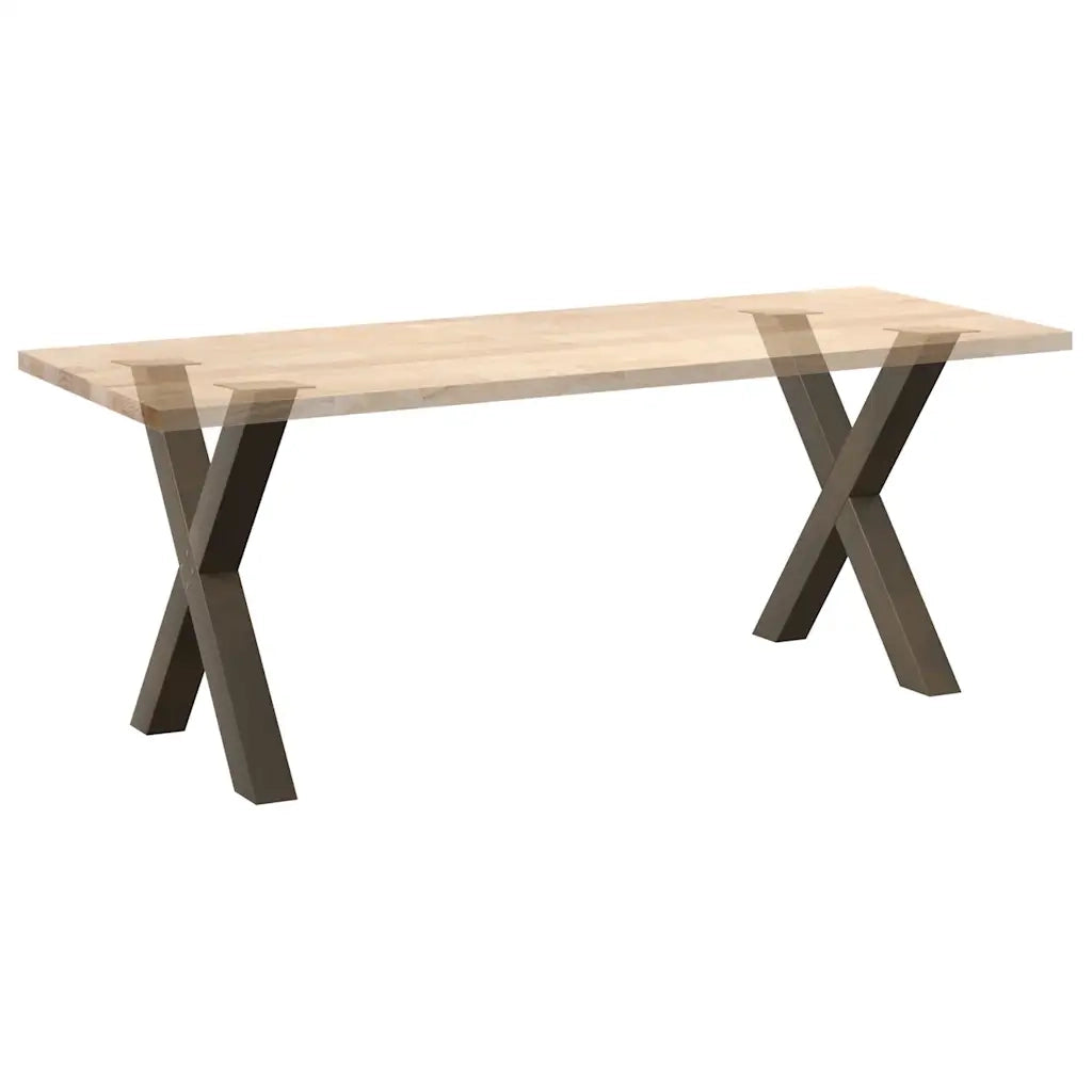 Gambe per tavolo da pranzo a forma di X 2 pz | Piede del tavolo in acciaio naturale 80x(72-73) cm