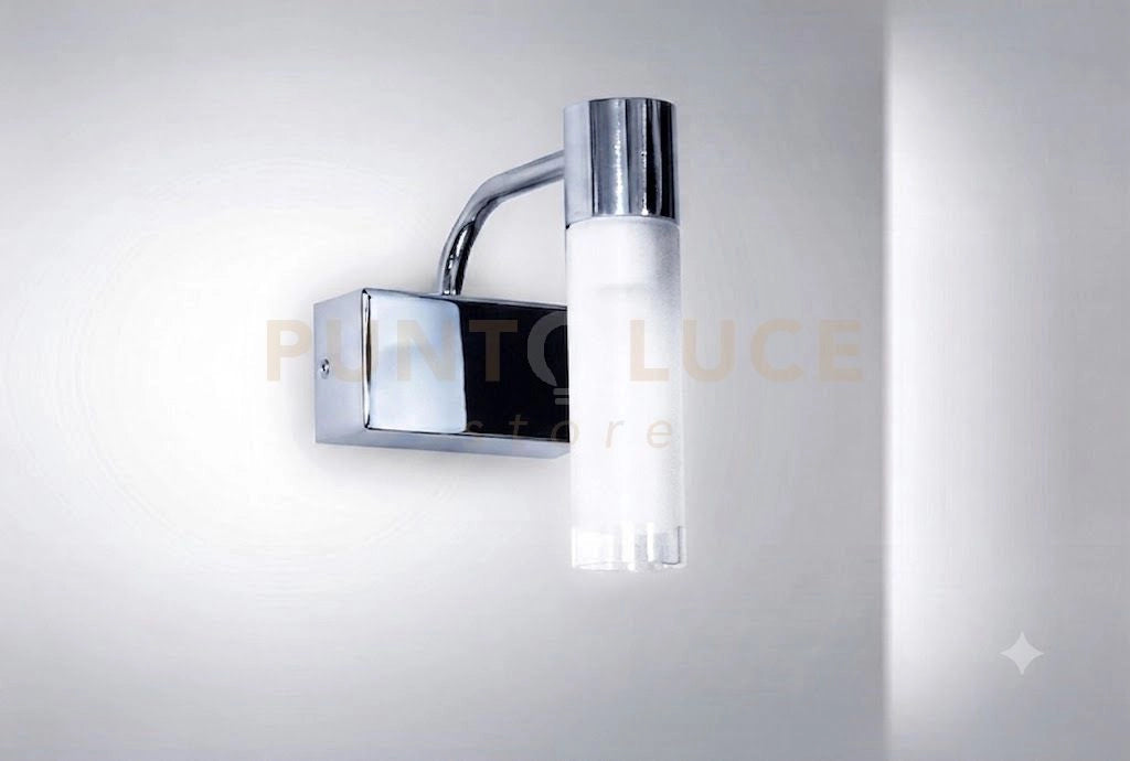 SISTER&BROTHER APPLIQUE PER SPECCHI FINITURA CROMO VETRO SATINATO 1 LUCE ATTACCO G9