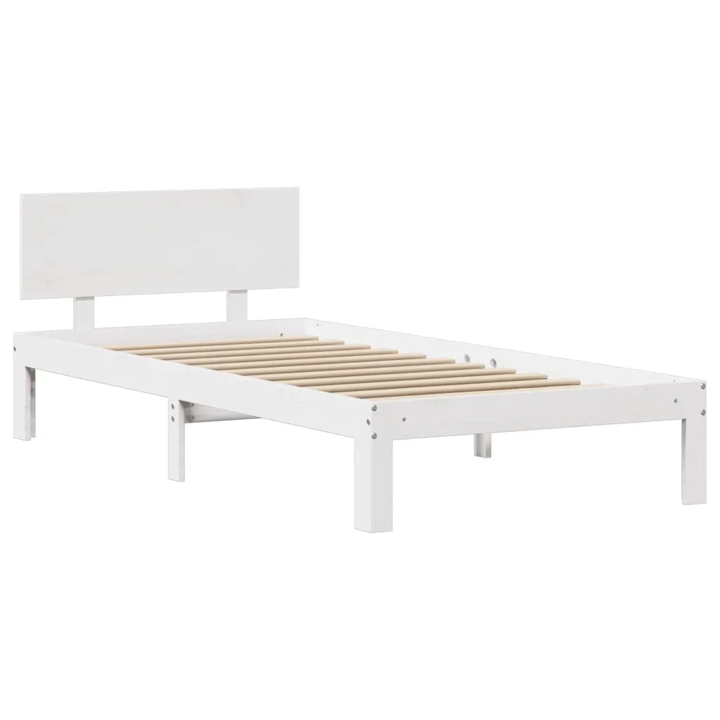 Letto singolo | Letto per adulti | Giroletto con Testiera senza Materasso Bianco 90x200 cm
