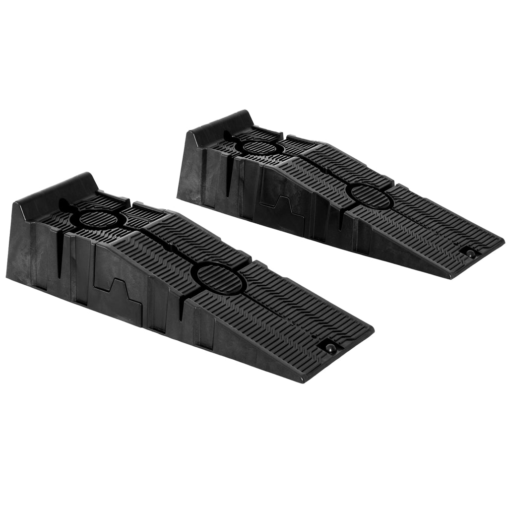 Set 2 Rampe per Auto in Plastica con Carico Massimo 5 Tonnellate, 91x30x21 cm, Nero