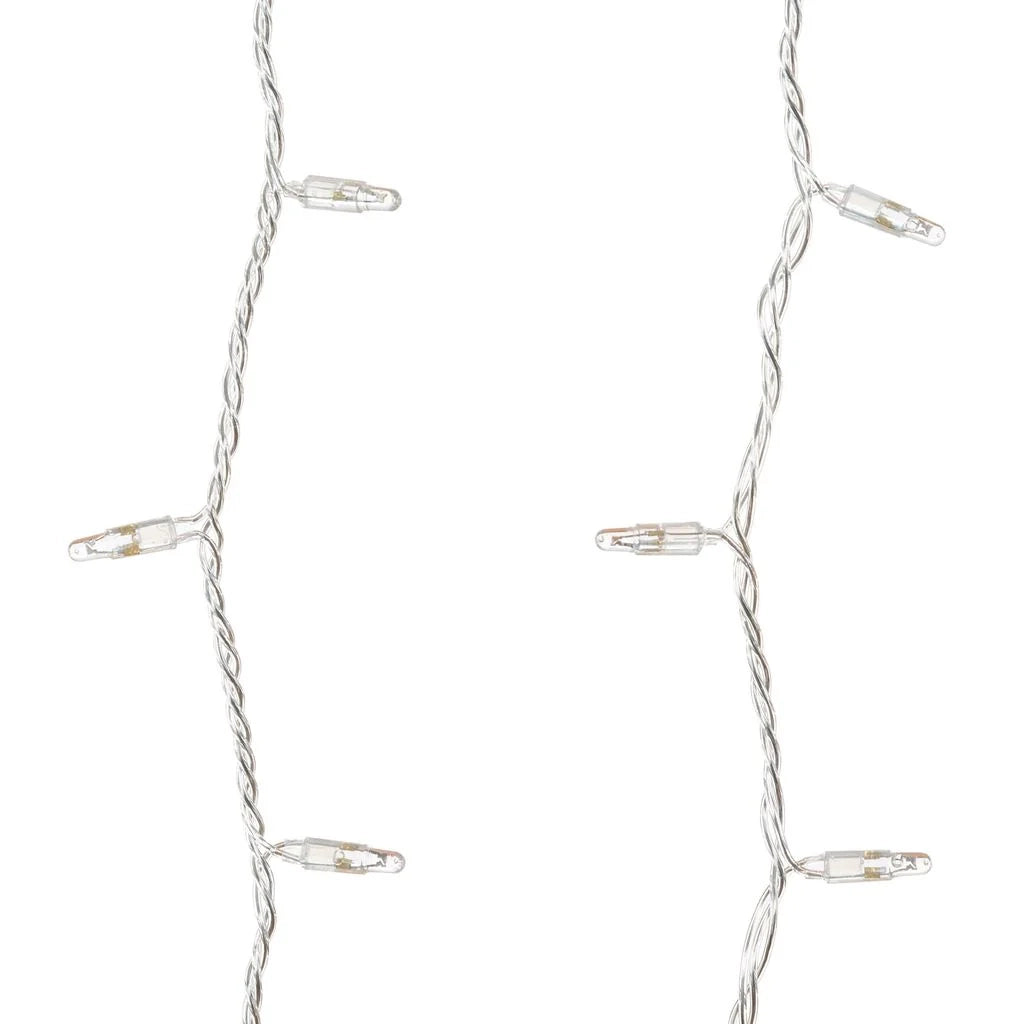 Tenda con maxiled bianco caldo o bianco freddo, cavo trasparente, prolungabile diverse misure - bianco-freddo - 5 M -.
