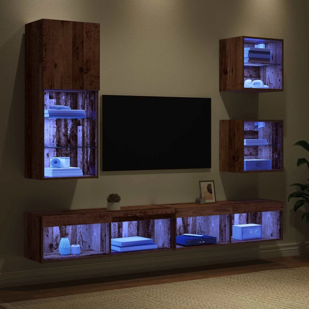 Mobile Porta TV con LED 5 pz-Credenza per TV Legno vecchio 518121