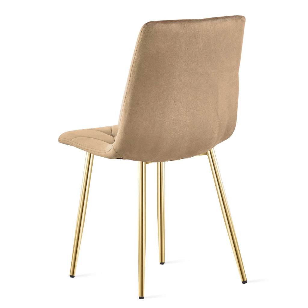 Set di 2 sedie Libra in velluto marrone e gambe oro