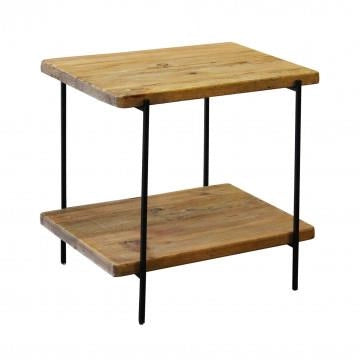 TAVOLINO IN LEGNO DI PINO RICICLATO BARNABY 50X 42 X 51,5CM A 2 RIPIANI OKX